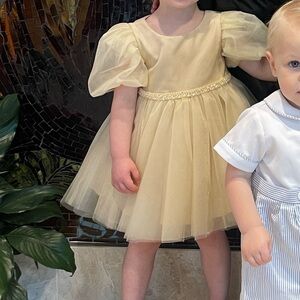 Azazie Champagne Flower Girl Dress